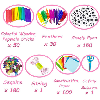VLUINANI 3000Pcs Craft Kits for Kids DIY Arts and Crafts Supplies Set with Pipe Cleaners Craft Box Preschool Homeschool Toys Gift for Kids Boys and Girls Age 4 5 6 7 8