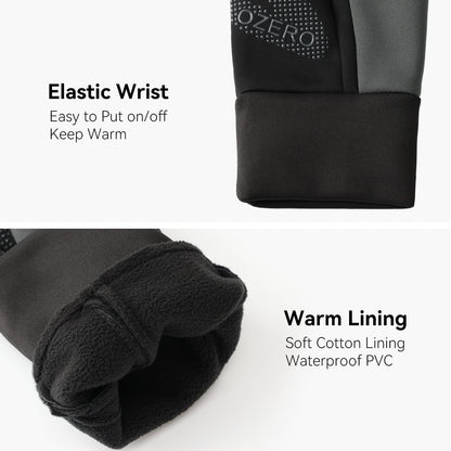 OZERO Winter Running Gloves Touchscreen for Men Women, Thermal Warm Windproof Water Resistant Anti Slip Glove for Cycling Ski Biking Driving Hiking Gloves for Men's Women's - Black (M)