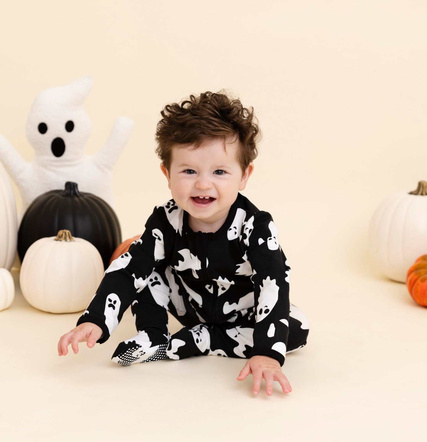 Owlivia Christmas Halloween Pajamas For Family, Organic Cotton Holiday Pjs Matching Sets(2-Piece Toddlers, 12-18 Months, Halloween Ghosts)