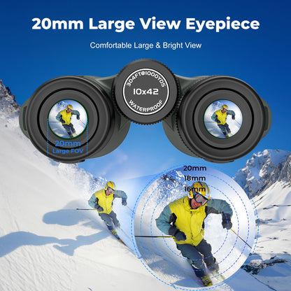 Gosky 10X42 HD Binoculars for Adults with Phone Adapter, High Power Binoculars with BAK4 Prism and FMC Lens, Waterproof Binocular for Bird Watching Hunting Traveling Outdoor Sports