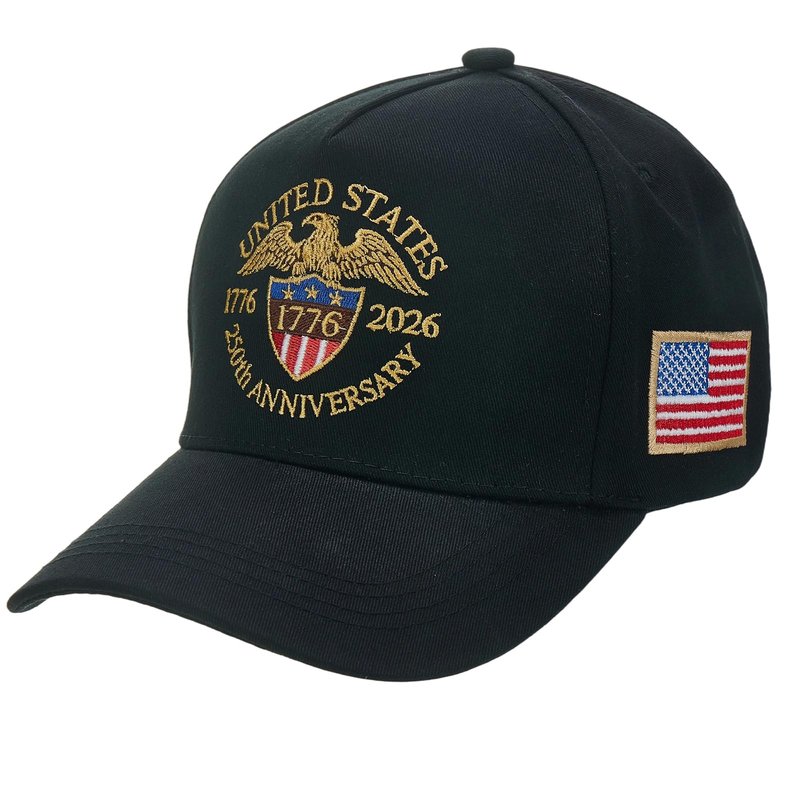United States 250th Anniversary Baseball Hat,1776-2026 Patriotic Embroidered Adjustable Cap for Men & Women (Black)