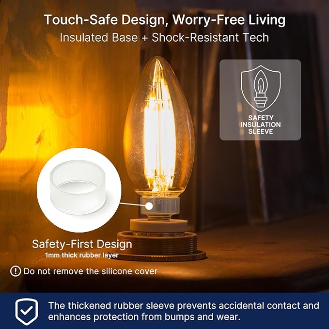FLSNT 100W Equivalent LED Candelabra Bulbs, 800LM Dimmable B11 E12 LED Chandelier Light Bulbs, 5.5W, 2700K Soft White, 12 Pack
