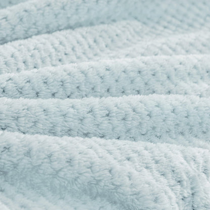 BEDELITE Travel Blanket and Pillow Set 2-in-1, Ultra-Soft Jacquard Fleece Blanket with Bag, Airplane Blanket with Luggage Sleeve & Backpack Clip Travel Essentials, Blue