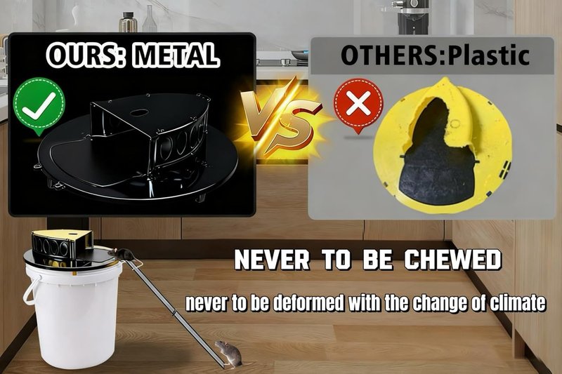 Bucket Lid Mouse Trap - Durable Metal 5 Gallon Design | Humane & Lethal Options, Auto Reset for Indoor/Outdoor Use