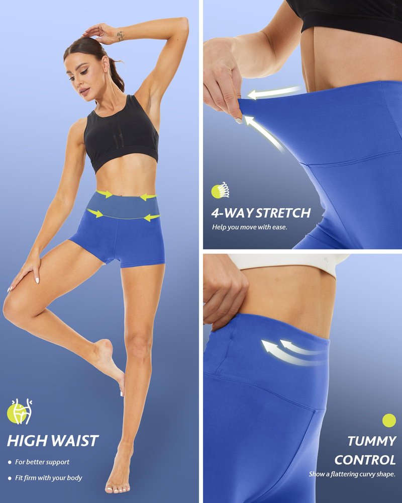 CAMPSNAIL Workout Biker Shorts Women - 3"/5"/8" High Waisted Tummy Control Spandex Booty Volleyball Shorts for Yoga Dance 3 in Royal Blue