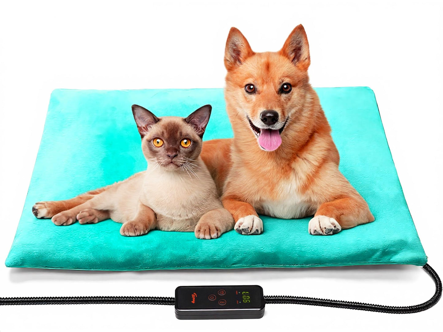 Toozey Small Pet Heating Pad, 6 Adjustable Temperature Dog Cat Heating Pad with Timer, Waterproof Heated Cat Bed with Chew Resistant Cord, Indoor Electric Pet Heated Mat 18x16in