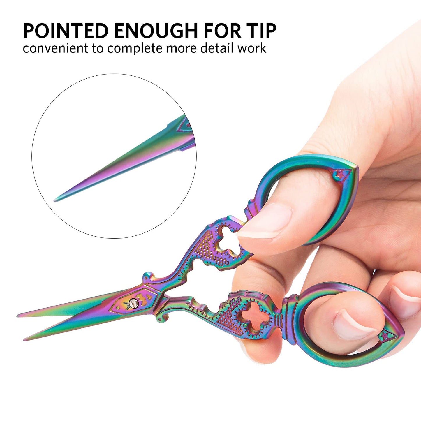 Asdirne Embroidery Scissors, Stainless Steel Sharp Tip Scissors, DIY Tools for Embroidery, Craft, Needle Work, Art Work & Everyday Use, 2 Pcs, 4.7"/5.3", Colourful