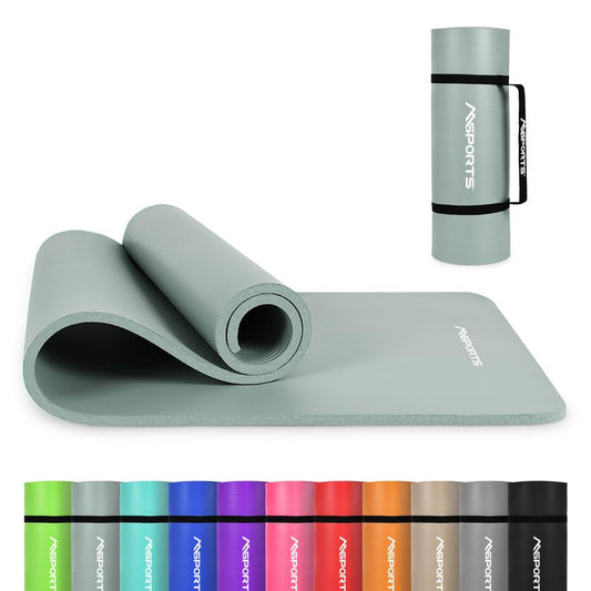 MSPORTS Thick Yoga Mat Premium Non Slip – Extra Comfortable Exercise Mat for Home Workouts, Pilates, Stretching & Gym – Cushioned NBR Foam, Yoga Mat with Strap, for Women & Men (Mint, 74.5 x 32 x 0.6 in)