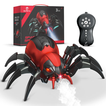 sumsync Remote Control Spider Kids Toys - Realistic RC Spider, Music Effect, LED Light, Toys for 3 4 5 6 7 8 9 10 11 12+ Year Old Boys/Girls, Gifts for Halloween Christmas Easter Birthday, Red