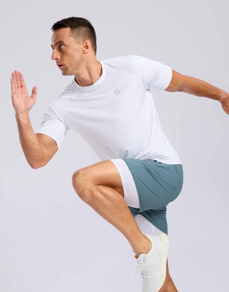G Gradual Men's Athletic Workout T-Shirts Moisture Wicking Cooling Running Shirts Short Sleeve Performance Tee for Gym Tennis(White,XL)