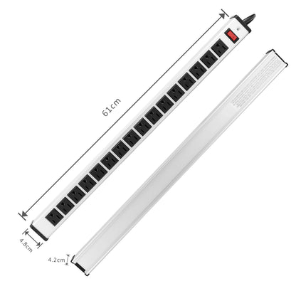 20 Outlet Heavy Duty Metal Socket Power Strip,15-Foot Long Extension Cord with Circuit Breaker. Mounting Brackets Included,Workshop/Industrial use,ETL Certified