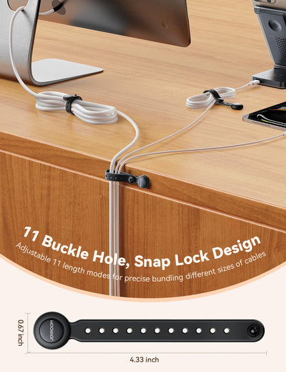 2025 Upgraded Magnetic Cable Ties with Magnets for Bundling & Cable Management– JOYROOM Reusable Silicone Cord Ties Multi-Purpose Cord Organizer Clips for Home, Office & Travel (12-Pack,Black)