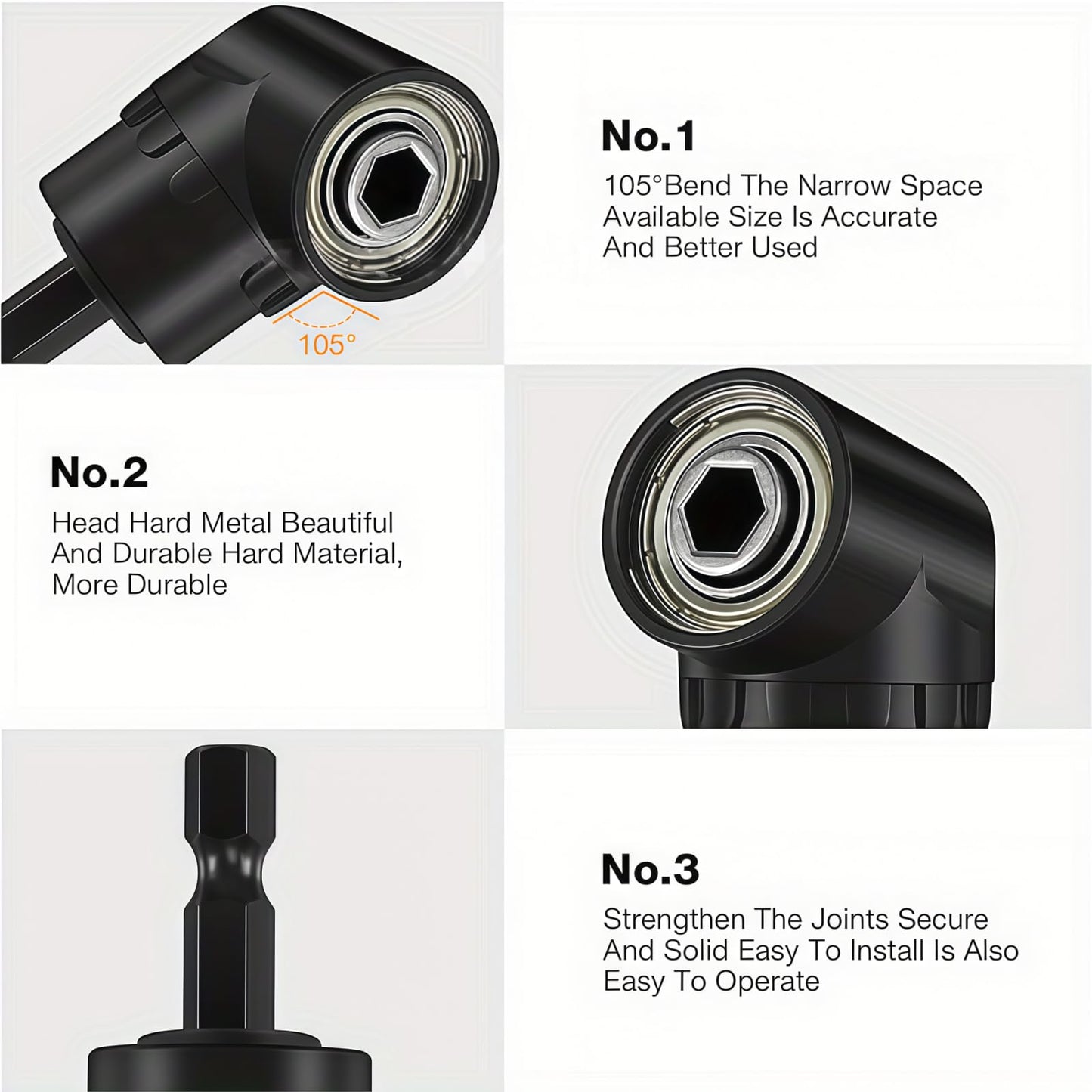 4-in-1 Impact Drill Bit Extension,Right Angle Drill Adaptor,Screwdriver Bit,Rotatable Impact Grade Socket Adapter Set,Hand Powered Tool Kit for Narrow Spaces for home work and daily maintenance