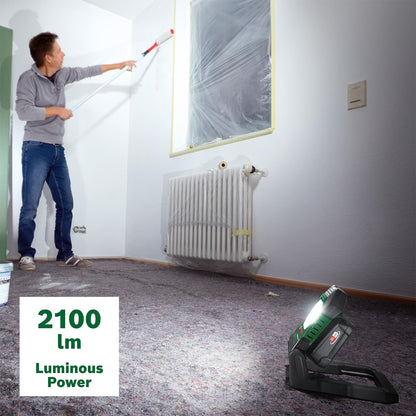 Bosch Cordless LED Worklight/Construction Site Lamp/Portable Floodlight UniversalWorkLight 18V-2100 (Max. 2100 Lumen, 3 Brightness Setting, 10-Step Foldable Head; Without Battery)