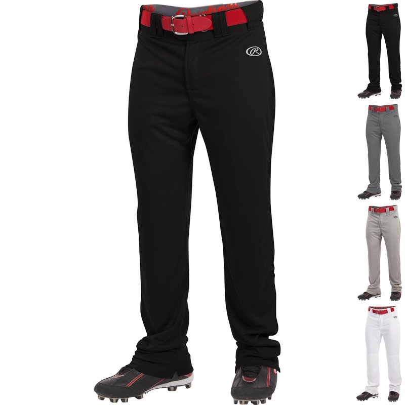Rawlings mens LAUNCH Series Baseball Pants | Full Length Semi-Relaxed Fit | Adult Sizes | Solid | Multiple Options Black, Medium