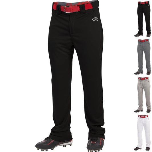 Rawlings mens LAUNCH Series Baseball Pants | Full Length Semi-Relaxed Fit | Adult Sizes | Solid | Multiple Options Black, Medium