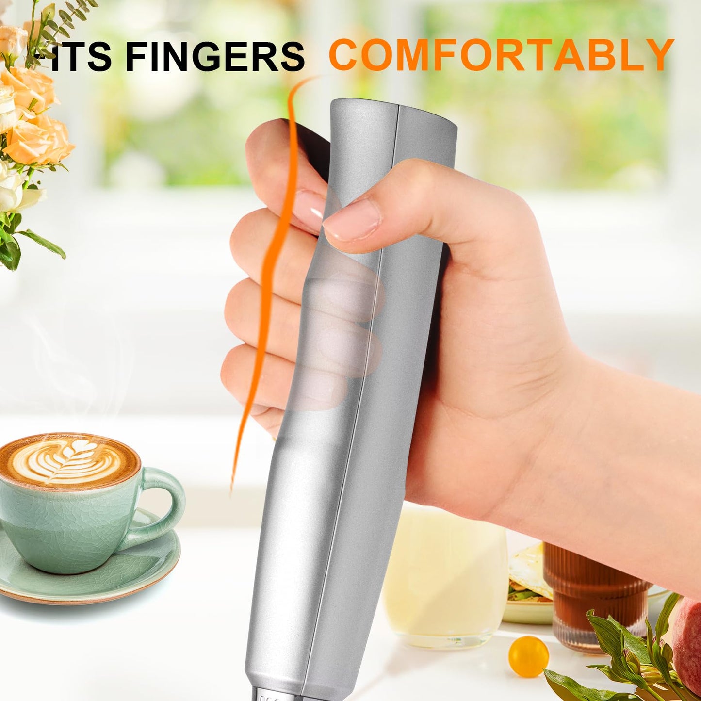 YUSWKO Black Handheld Milk Frother Wand for Coffee, Rechargeable Electric Whisk with 3 Heads 3 Speeds Drink Mixer Coffee Frother For Latte, Cappuccino, Hot Chocolate, Egg