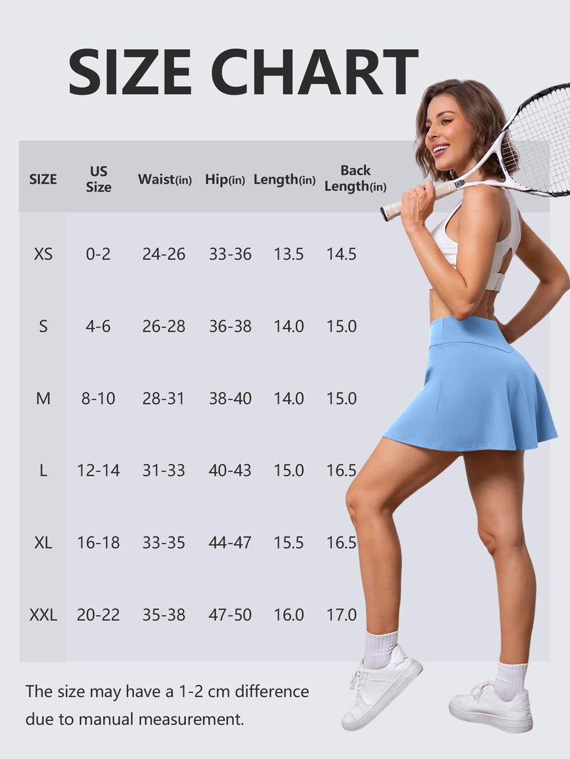 DLOODA Tennis Skirts for Women, Pleated Athletic Skorts High Waisted Golf Skirts with Pockets Shorts Workout Pickleball Sky Blue