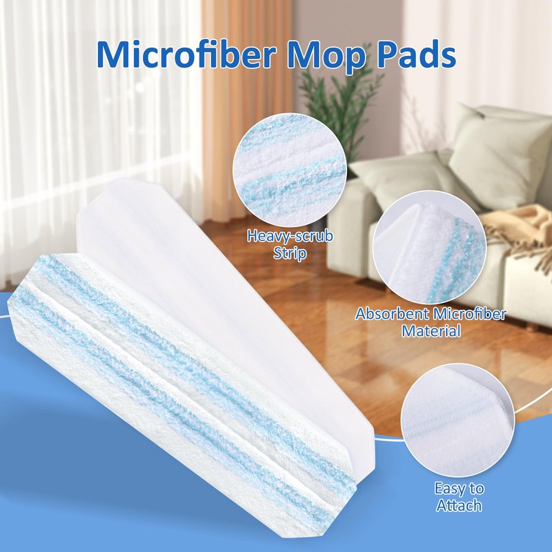 Jikefa 4 Pack Mop Replacement Pads: Compatible with O Ceda H2prO Flat Mop System, Microfiber Mo p Head Replacements, Flat Floor Mop, Washable & Reusable Pad Refills