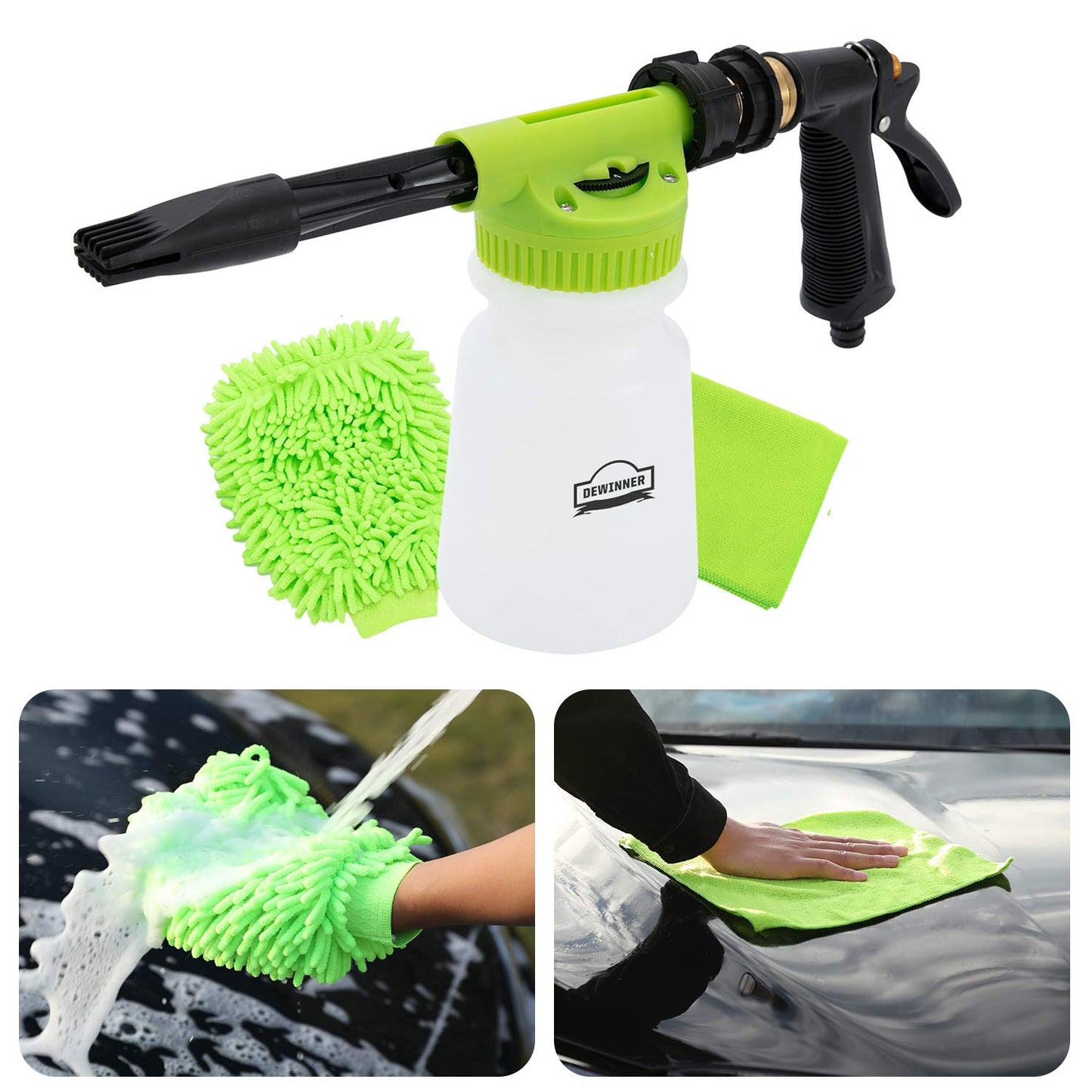 Car Wash Foam Cannon, DEWINNER Foam Blaster, Quick Release Soap Washer gun, Quick Connect to Garden hose Snow Lance, Auto Washer Sprayer, With Cleaning Kit