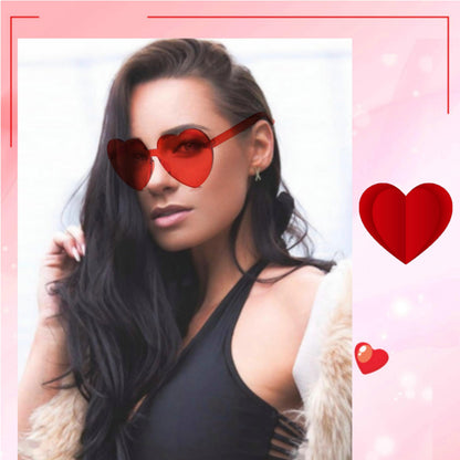 Yoela Heart Thick Oversized Rimless Sunglasses Transparent Heart Shape Eyewear Colorful Glasses Party Favors