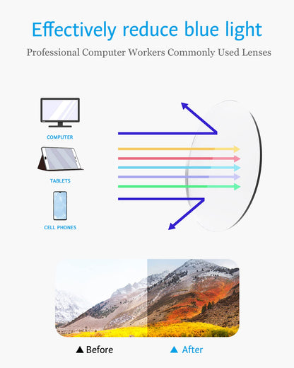 ANRRI Blue Light Blocking Glasses Anti Eyestrain UV Filter Computer Game Eyeglasses Lightweight Frame