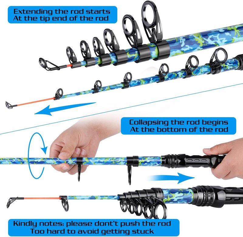 Telescopic Fishing Rod and Reel Combo - Carbon Fiber Travel Kit with 11+1 Bearings | Ideal for Bass, Trout, Catfish, Redfish