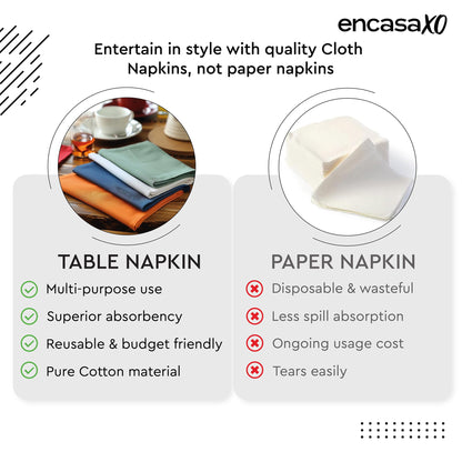 Encasa XO Natural Cloth Napkins Set of 6, 43x43 cm | Cotton Serviettes Napkins | Washable & Reusable Table Napkin for Wedding, Holiday, Halloween Party, Birthday & Everyday Table Décor