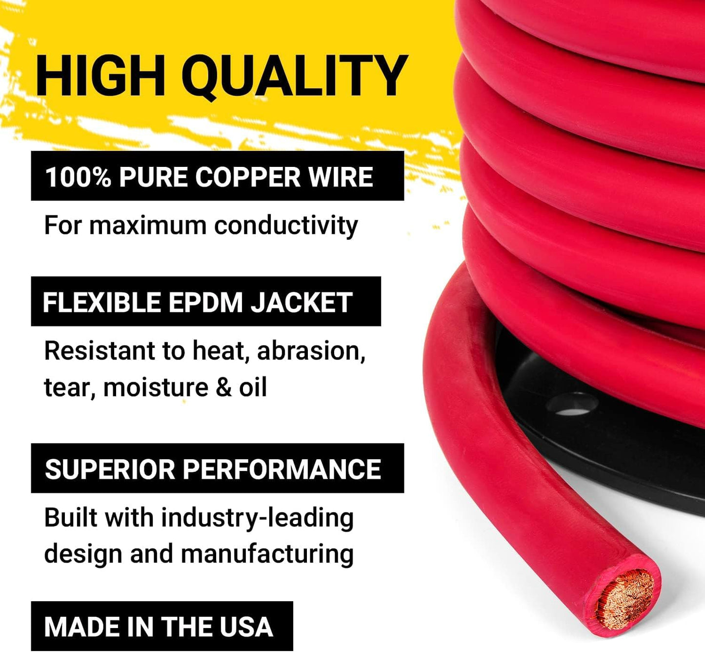 Spartan Power Welding Lead & Car Battery Cable - DIY Bulk Automotive Grade Copper Wire - 600 Volt, 4 AWG, 10 Foot, Red