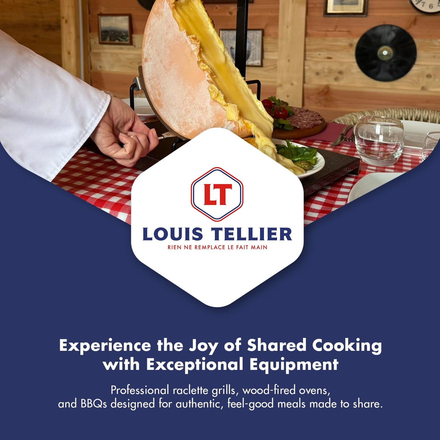 BRON COUCKE - Commercial Raclette Cheese Melter "Brézière" Basalte- Traditional French Raclette For Quarter Wheel – 4-Person - Adjustable Heating Rods - Foldable - Safety Switch - 110V