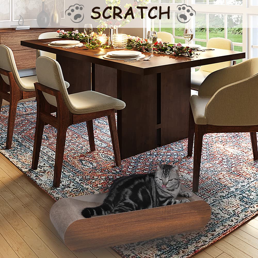Cat Scratcher, Cardboard Lounge Bed, Bone Shape Design, Recyclable Corrugated Scratching Pad, Stable and Durable, Furniture Protector, Reversible, Brown