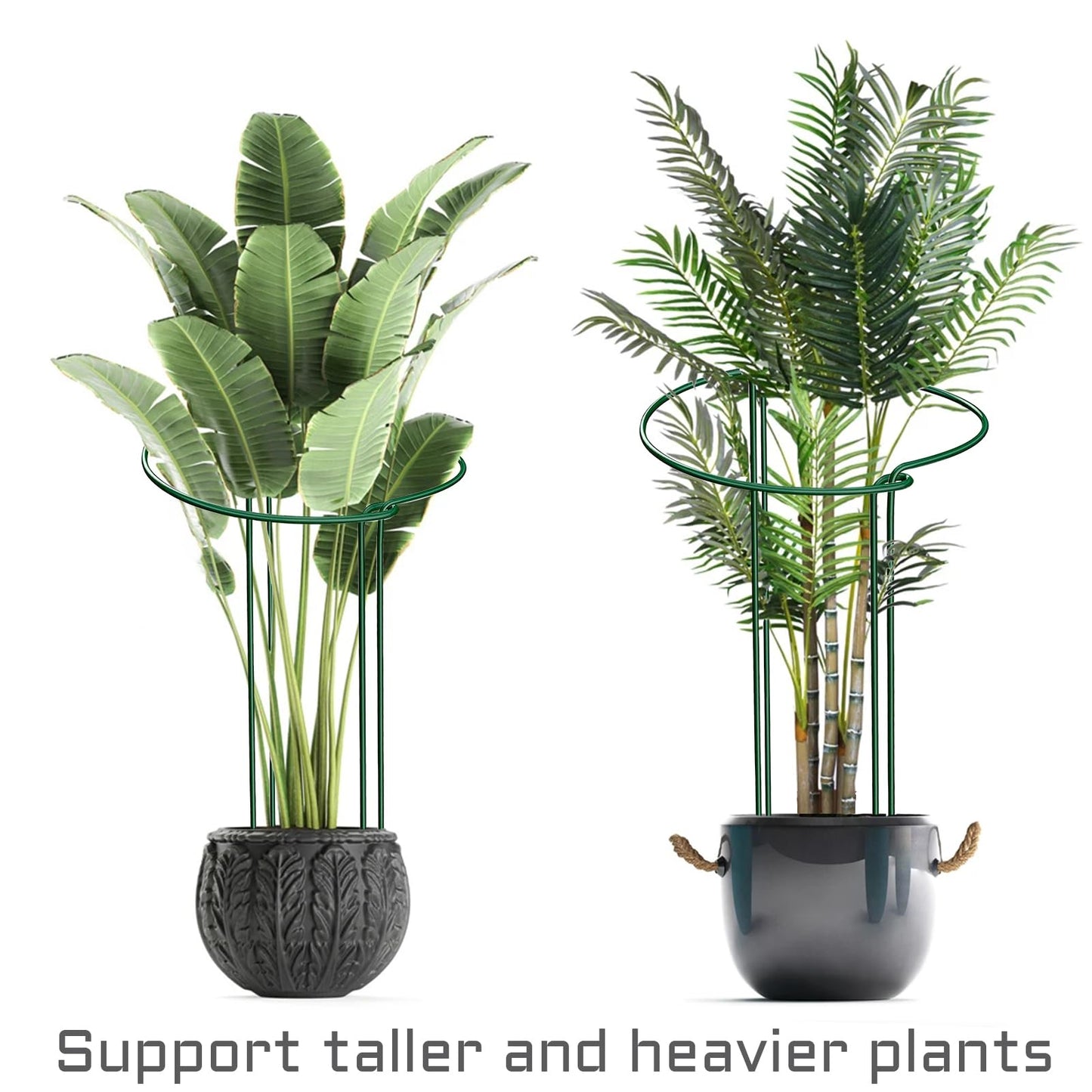KAZITOO 10 Pack Large 60cm Tall Bow Plant Support Stakes, Strong Metal Garden Supports Half Round Flower Hoops with 5 Self Watering Spikes for Peonies, Hydrangea, Interlinking to Make Rows, Circles