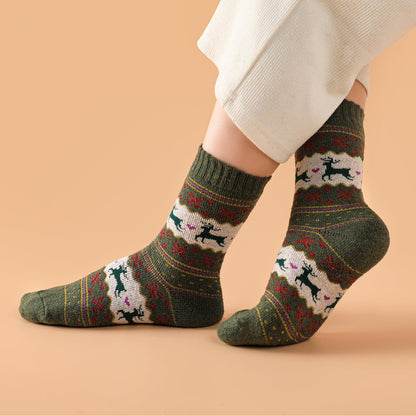 Nimalpal Wool Socks for Women - Wool Socks Soft 5 Pairs Womens Sock, Winter Hiking Cozy Sock Warm, Furry Deer
