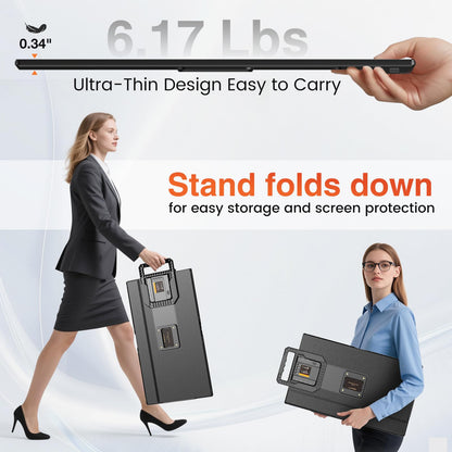 Portable Monitor, 16 Inch 1200P FHD, Horizontal and Vertical with Kickstand, Plug&Play, Built-in Speakers, Ultra-Thin Zero Frame,Travel Monitor for Laptop with Premium Smart Cover