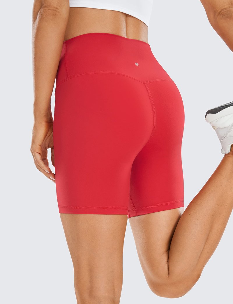 CRZ YOGA Women's Brushed Naked Feeling Biker Shorts 6'' - High Waist Matte Workout Gym Running Spandex Crimson Small