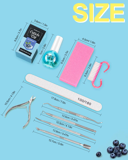 MORGLES Nail File and Buffer Blocks with Nail Care Kit, 13 Pcs Manicure Kit for Women with Milk and Honey Cuticle Oil and Cuticle Trimmer Set