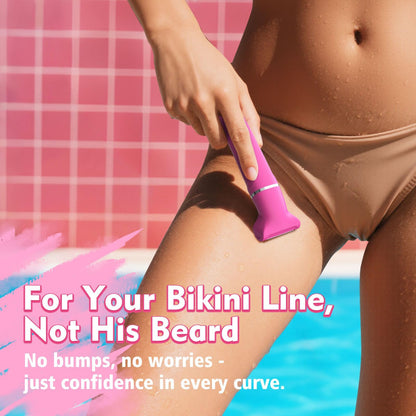 Bikini Trimmer for Women - Painless Electric Razors for Silk Skin,Cordless Body Shaver for Trip,Replaceable Lady Facial Razor, IPX7 Waterproof&Easy Cleaning, Ceramic Blade, USB Charge Dock Pink