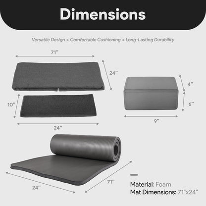 BalanceFrom 7-Piece Yoga Set with 71x24x1 Inches Extra Thick Mat and Carrying Sling – Includes 2 Blocks, Stretch Strap, 2 Towels, and Knee Pad for Home, Studio, and Gym Workouts