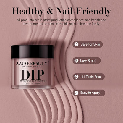 AZUREBEAUTY 31 Pcs Dip Powder Nail Kit 20 Colors Glitter Nude Brown Pink White Gray Dip Powder Liquid Set with Top/Base Coat Activator for French Nails Art Manicure DIY Salon Women Valentine's Gift