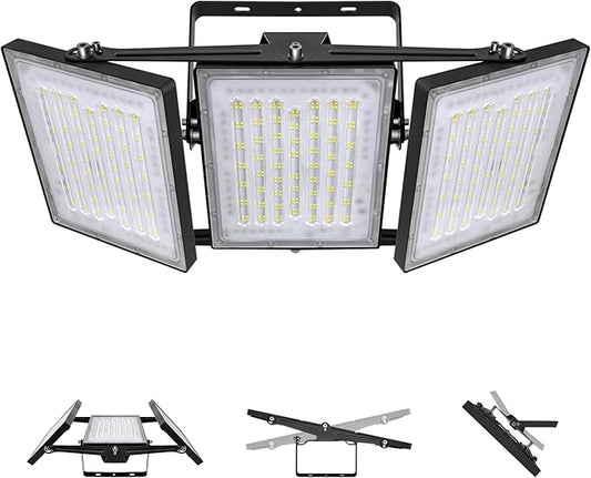 LED Flood Light Outdoor, STASUN 480W 48000lm 6000K Daylight White IP66 Waterproof, Commercial Parking Lot Light,3 Heads for Yard Street Stadium House Floodlight Bright Security Lights for Outdoor Area