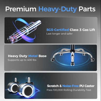 GTRACING Big and Tall Gaming Chair 400lbs Heavy Duty Office Chair with Foot Rest & Ergonomic Pocket Spring Lumbar Support, High Back 3D Saddle Shaped Cushion for Back Pain Relief, Black