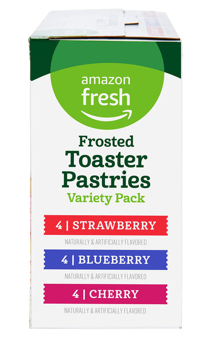 Amazon Fresh - Toaster Pastries Variety Pack (Strawberry, Blueberry, Cherry), Packing May Vary