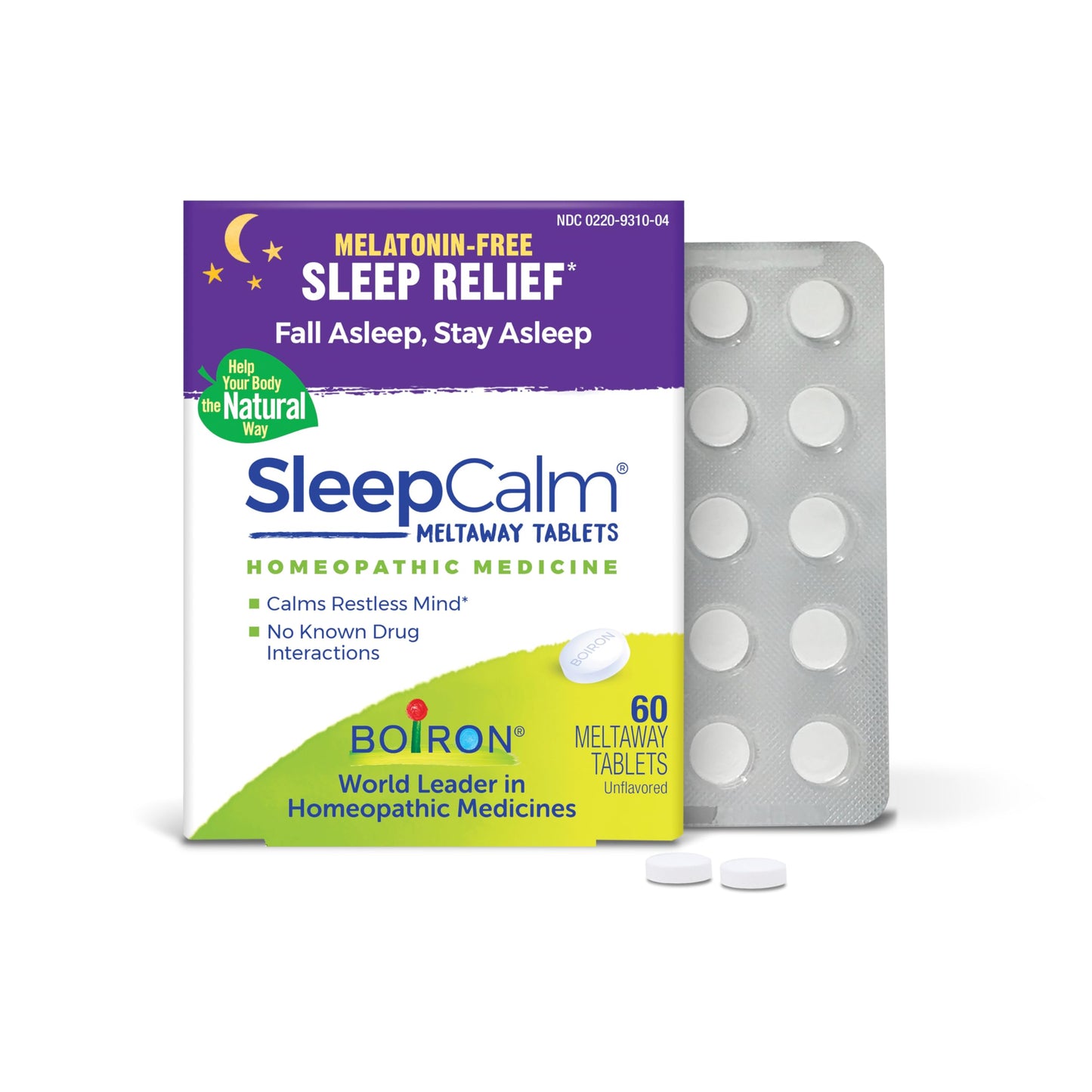 Boiron SleepCalm Tablets Sleep Aid for Deep, Relaxing, Restful Nighttime Sleep - Melatonin-Free and Non Habit-Forming - 60 Count