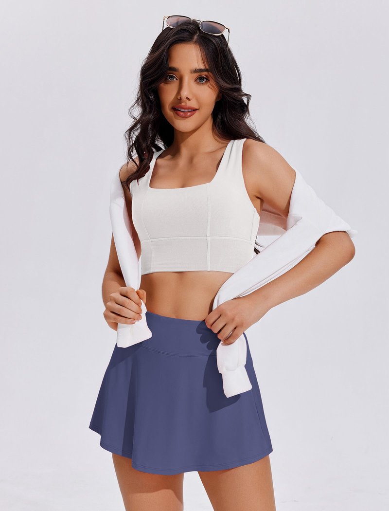 PINSPARK Skorts Skirts for Women Tennis Skorts with Shorts High Waist Athletic Skirt Pickleball Outfits,Navy Blue X-Small