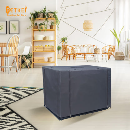 PETKEI Dog Crate Cover for Wire Dog Crate, Durable Polyester PU Coated Dog Cage Cover Designed for 1 & 2 Door Cage, Includes 1 Breathable Mesh Window & 1 Pocket (Cover Only) (Large - 36 Inches)
