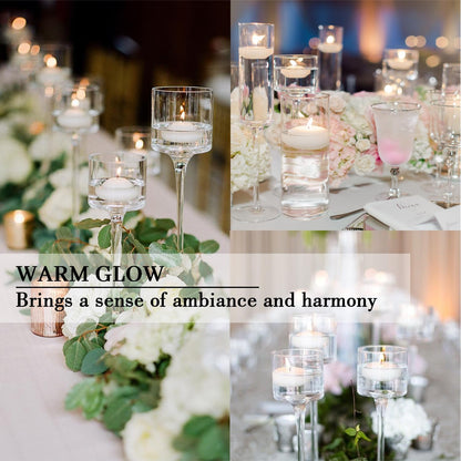 50 Floating Candles, Smoke-Free and odorless, Burning continuously for 5-6 Hours, White, 2-inch Floating Candles, Suitable for Valentine's Day, Weddings, Holidays, Home Decoration……