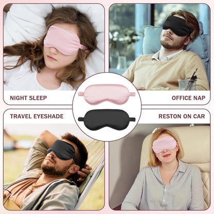 Sleep Mask 2 Pack, Soft Blackout Eye Mask for Women Men, Eye Sleep Shade Cover for Back and Side Sleeper, Sleeping Mask Night Blindfold for Night Sleep, Travel, Nap (Pink, Black)