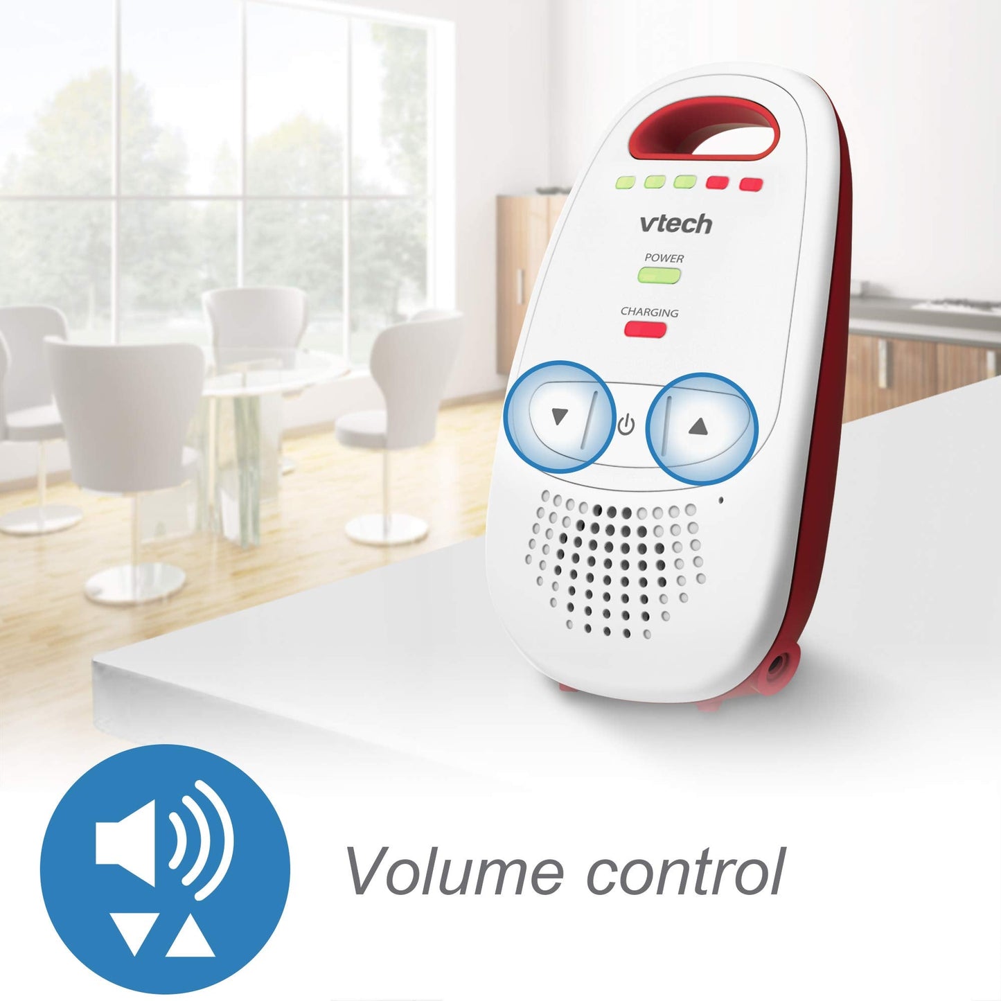 VTech BM1000 Digital Audio Baby Monitor, Parent Unit with Rechargeable Battery, Long Range, Digital Wireless Transmission, Baby Monitor with Crystal-Clear Sound, Plug & Play, Sound Indicator & Alerts