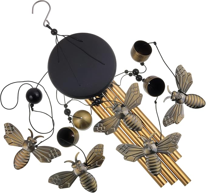 Bronze Bees Wind Chimes Decor, Portable Mobile Wind Catcher, Sympathy Wind Bells, Memorial Gifts for Mom, Housewarming, Blessing Windchime(Outside/Indoor/Home/Room/Porch/Tree/Yard/Garden Decorate)