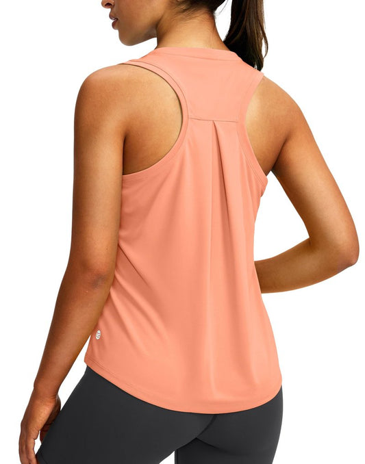 Women's Workout Tops Racerback Athletic Tank Tops Sleeveless Loose Fit Yoga Running Gym Shirts for Women(Coral,XL)